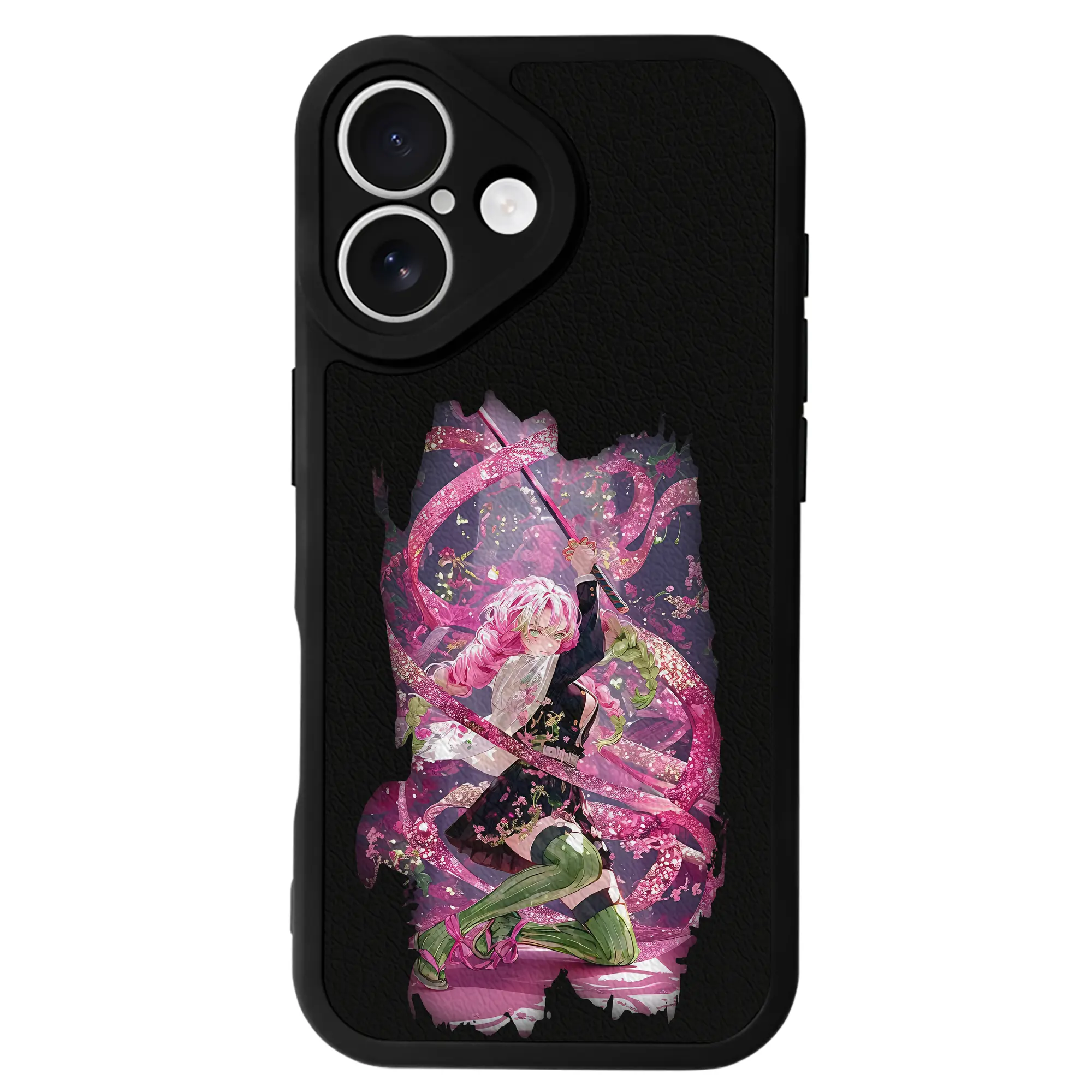 鬼滅の刃 グッズ,甘露寺 蜜璃 - IPhone 16シリーズ対応 ・ シリコンスマホケース ・ レザー調 ・ 高精度フィット ・ 耐衝撃 ・ ワイヤレス充電対応 ・ 精密カット